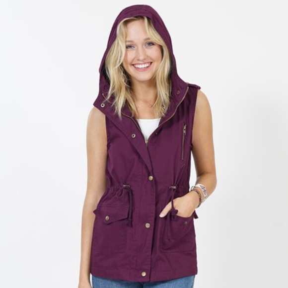 Dark Plum Utility Vest - Picture 2 of 5